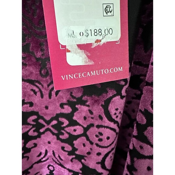 Vince Camuto Women's Burnout Velvet Balloon-Sleeve Chic Dress Black Fuchsia 10 - Picture 14 of 14